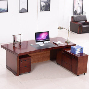老板桌总裁桌新中式油漆贴皮实木大班台董事长总经理办公桌椅组合