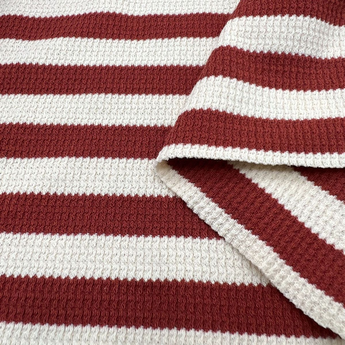 现货全棉华夫格条纹面料针织条纹家居服布料色织面料华夫格横条