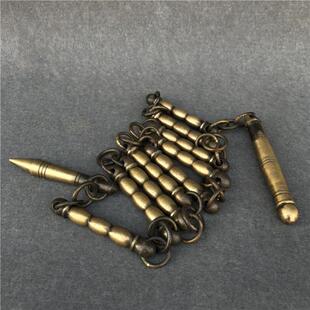 仿古纯铜黄铜九节鞭摆件武术鞭练功鞭古玩杂项铜器工艺品装饰款2