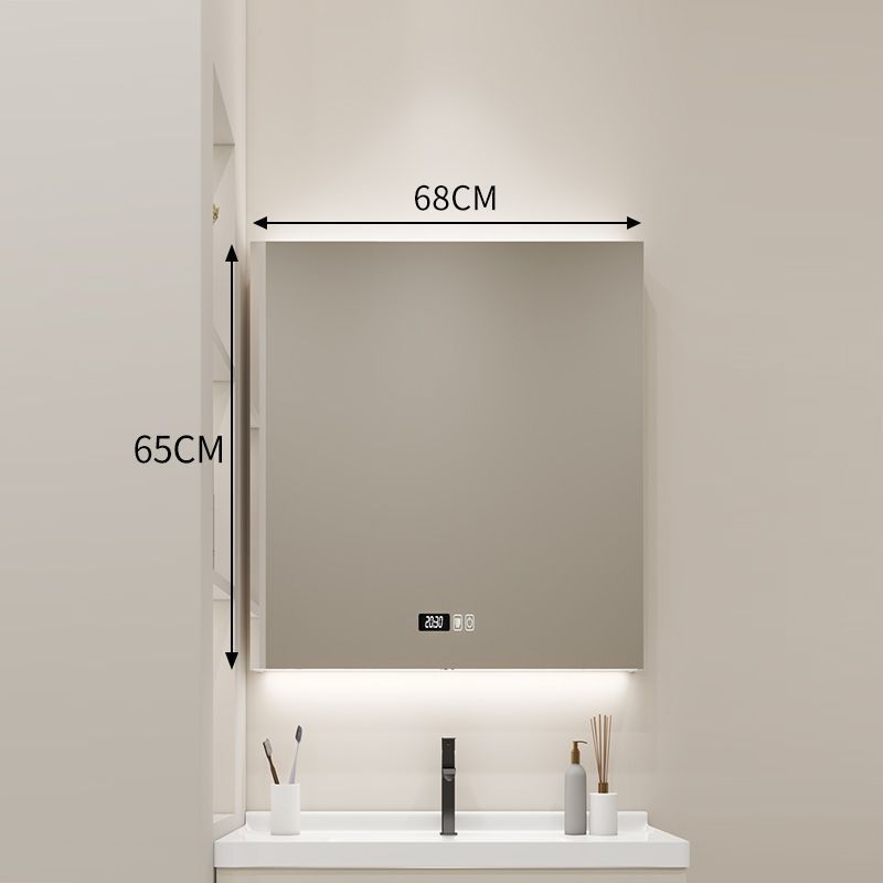 实木浴室镜单独镜柜卫生间智能储物带灯镜子一体墙式置物架收纳架