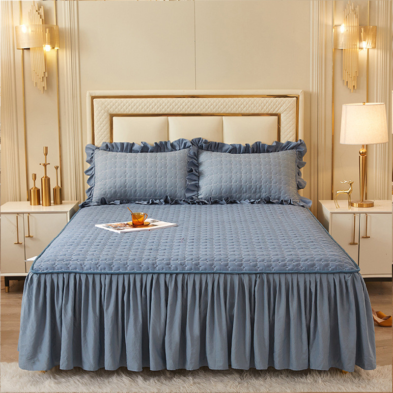 cb#夹棉磨毛床裙式床罩裙单件床笠床垫保护套1.5m1.8m床单家用