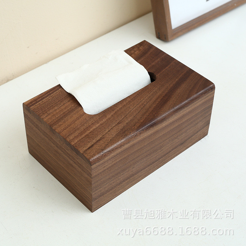 胡桃木酒店家用抽纸盒 纸巾盒餐厅桌面抽纸收纳架实木餐巾纸盒