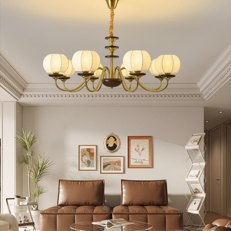 热销中山古风中灯具吊灯客厅灯法式复古卧室美式餐厅灯2024新款新