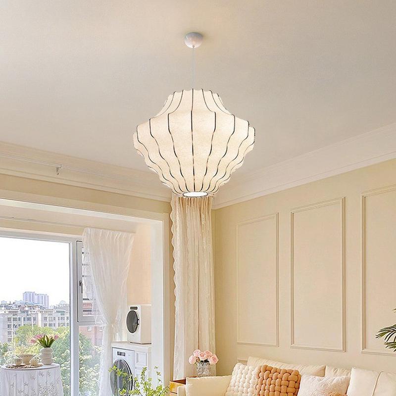 日式复古侘寂餐厅吊灯北欧蚕丝卧室吧台法式茶室禅意民宿客厅吊灯