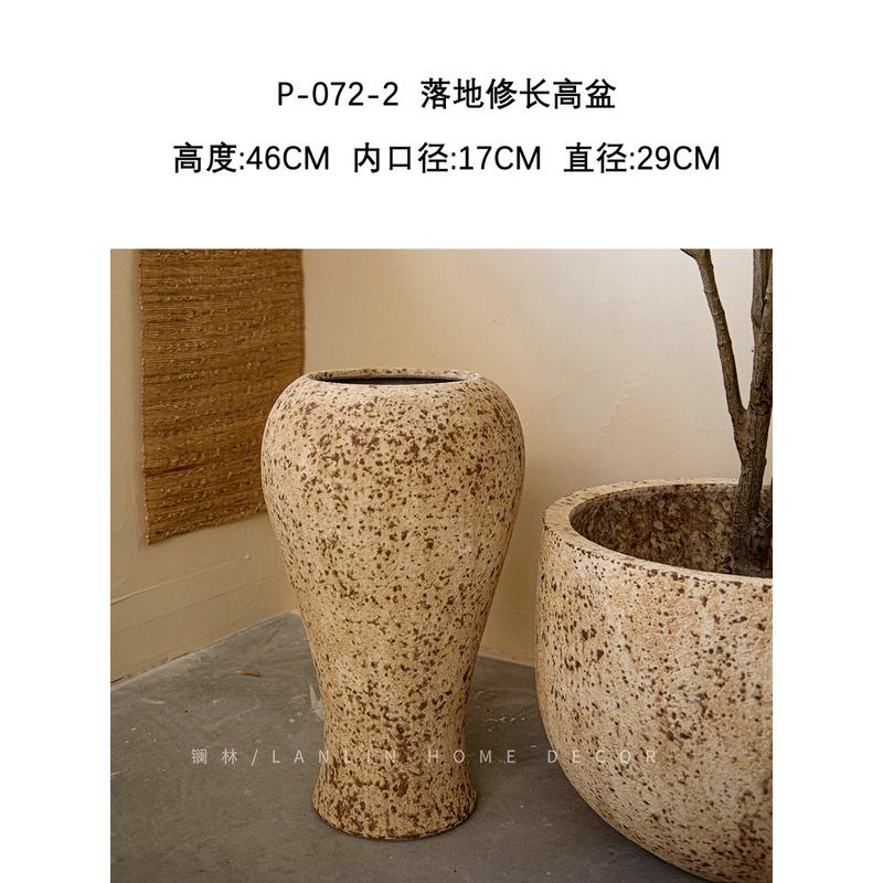 可粗陶花盆做旧仿古陶罐花瓶纯手工景德镇禅意茶室别墅酒店手工定