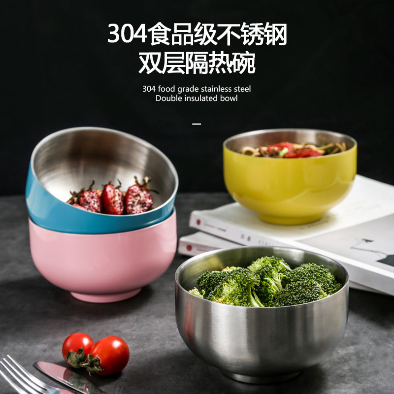 极美科技304不锈钢双层碗韩式简约批发