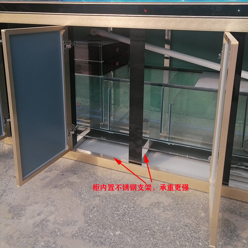 大型龙鱼缸加强过滤圆弧铝合金护角一键排水鱼缸办公室客厅超白玻
