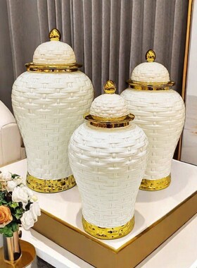 热销白金轻著电镀陶瓷将军獾欧式花插花瓶工艺品摆件玄关软装装饰