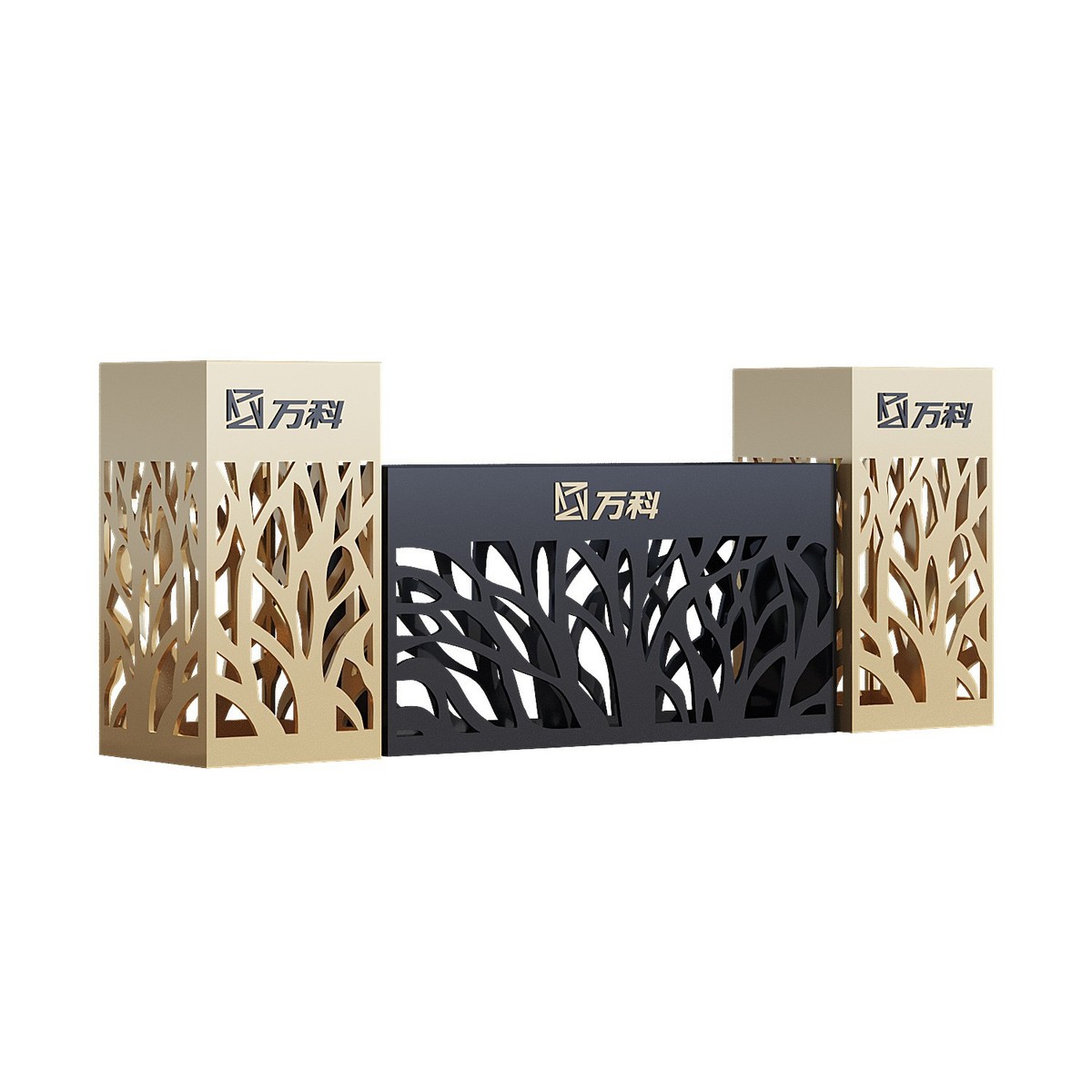 不锈钢户外长方形移动花槽围栏隔断商业街花坛广场售楼部镂空花箱