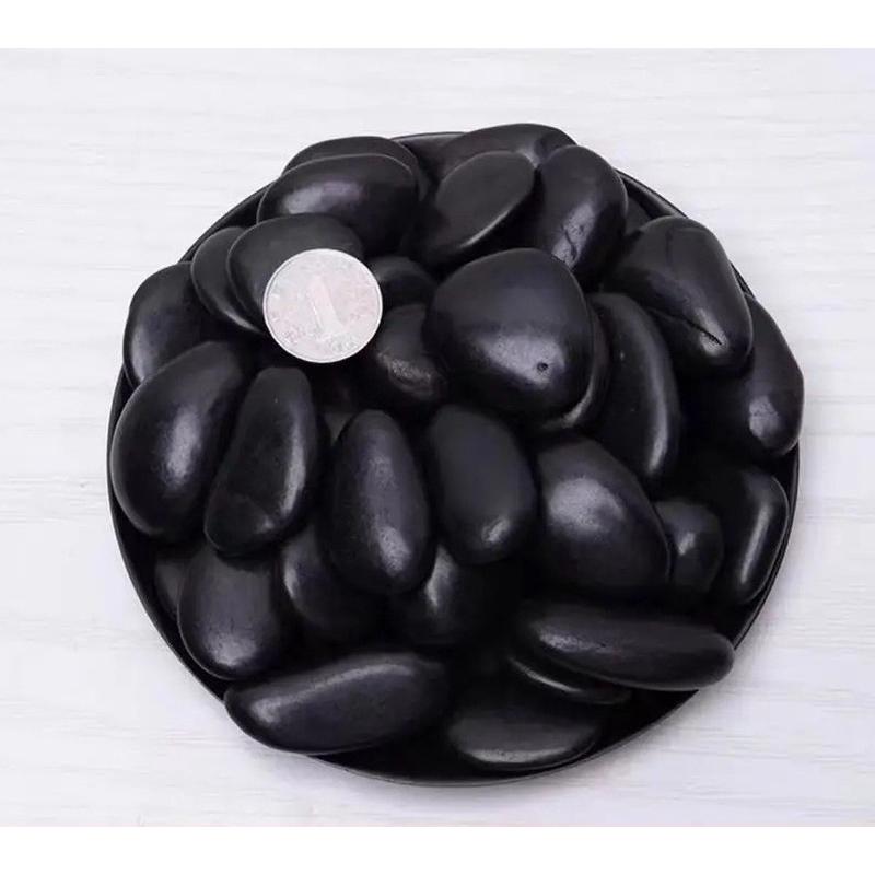 园林造景铺地抛光鹅卵石黑色1-3黑色小石子园艺花盆栽铺面雨花石