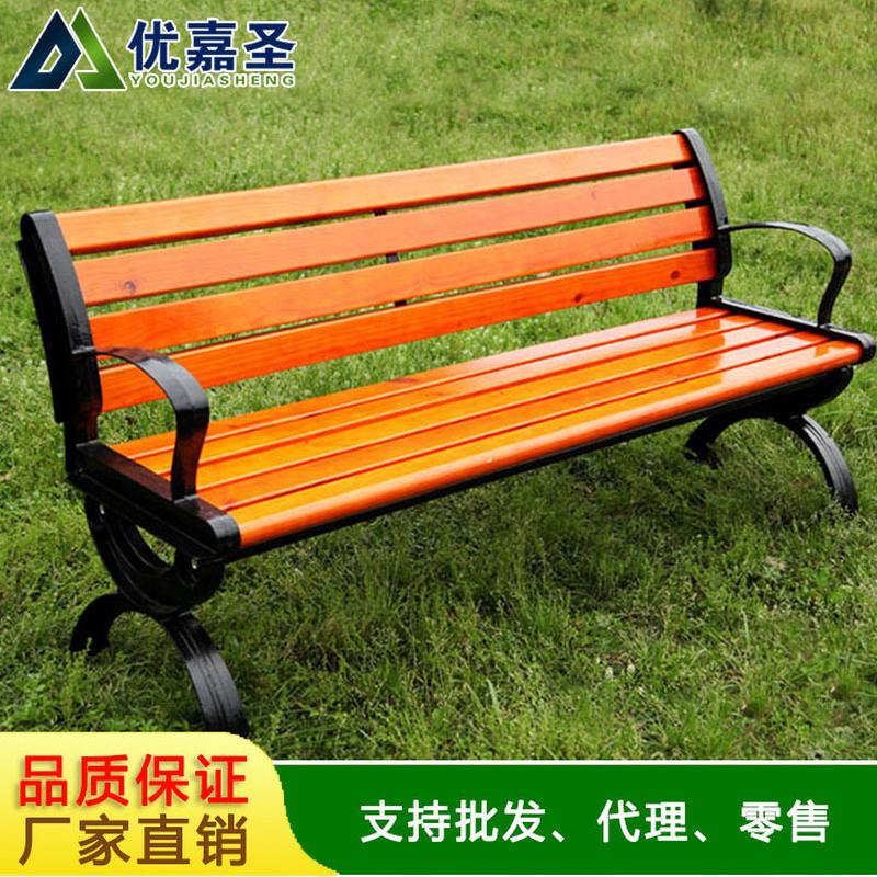 椅防腐木长条椅街道景区休闲长椅实木长排座椅铸铝休息户外公园椅
