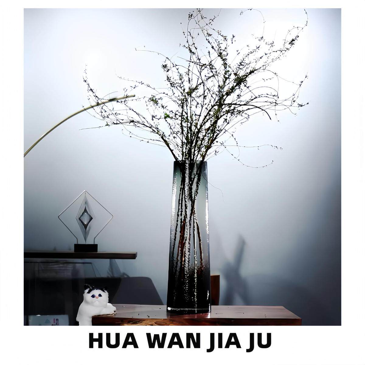 50CMT筒烟灰花瓶 | 加厚水晶玻璃锤纹工艺落地雪柳龙柳落地桌面