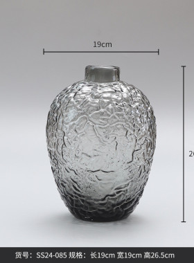 简约家居装饰落地锤纹吊钟马醉木灰色水培玻璃花瓶大肚花器摆件