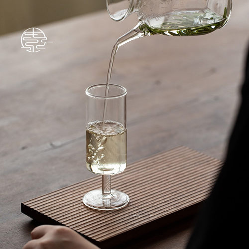 河素山房 宋式高脚泡绿茶专用玻璃杯110ml耐热猴魁冰茶冷萃泡茶杯