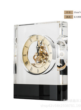 创意轻奢透明钟表水晶摆件样板房售楼部客厅卧室电视柜床头柜工艺