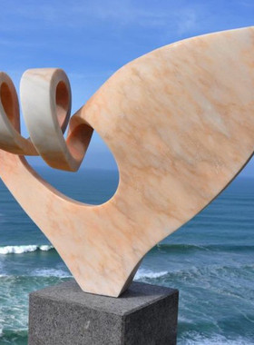 户外大型现代圆环抽象不锈钢飘带创意异形雕塑定制水景落地大摆件