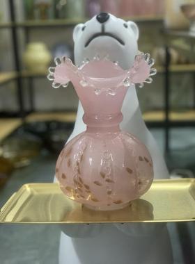 中古风芬顿花瓶复古南瓜手工纹家用法式高档水培插花玻璃装饰严选