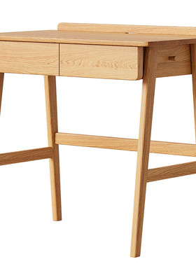 小户型全实木书桌红橡木1米双抽简易办公桌北欧写字桌儿童学习桌