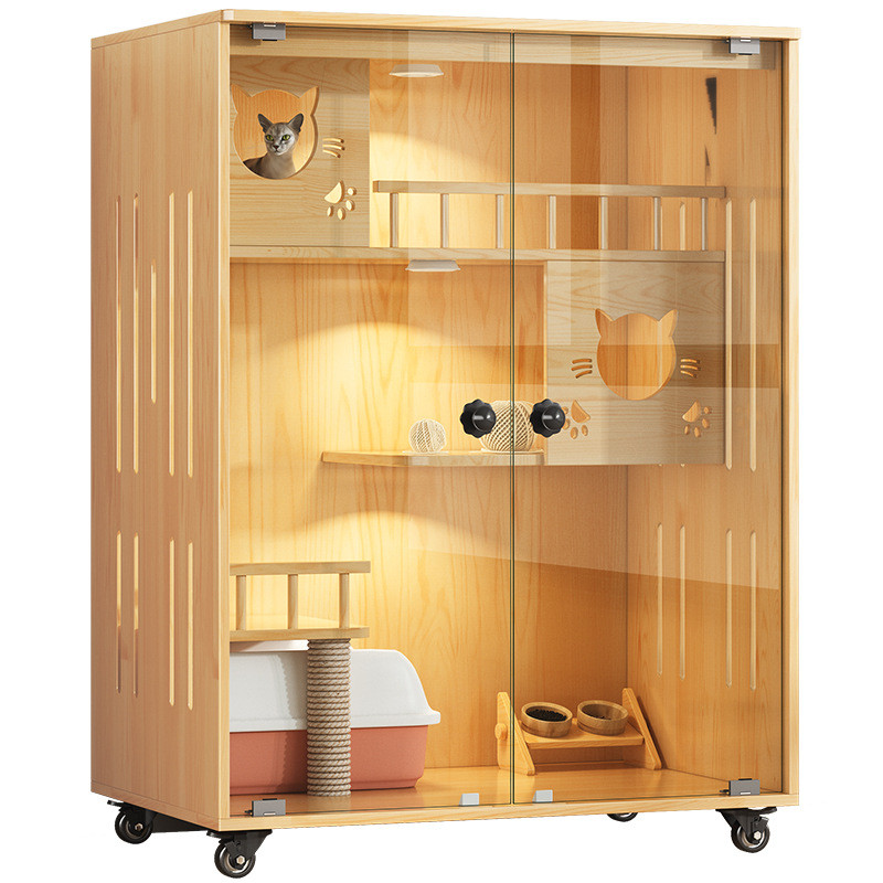 腆宠大号猫别墅实木猫柜猫笼子猫笼家用宠物猫窝猫舍加出入小门