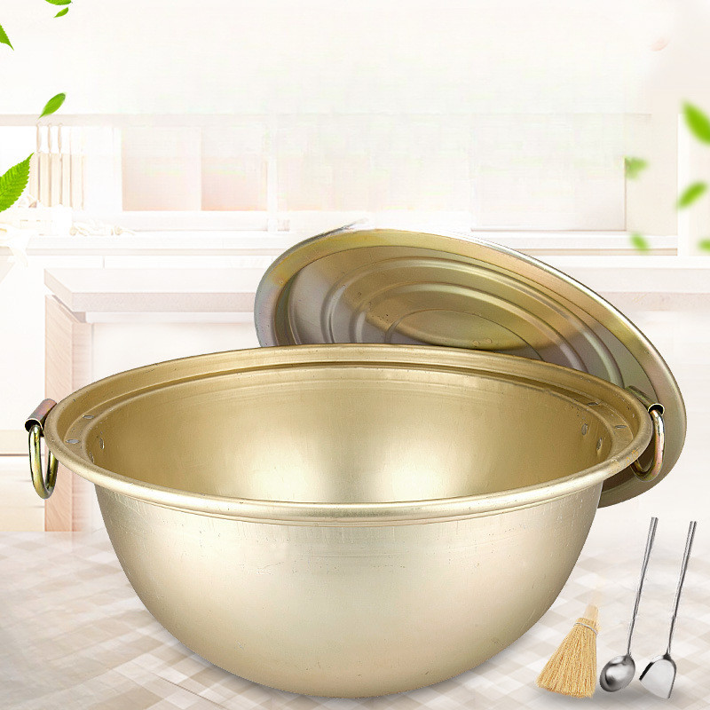 超大号铝锅商用圆底双耳大汤锅加厚熬羊汤锅大锅户外老式铝炖锅