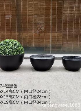 玻璃钢花盆圆碗形简约家居室内售楼处大厅前台微景观桌面花艺摆件