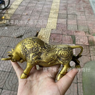 华尔街铜牛摆件金牛工艺品办公室桌牛全黄铜牛市工艺品铜牛生肖牛