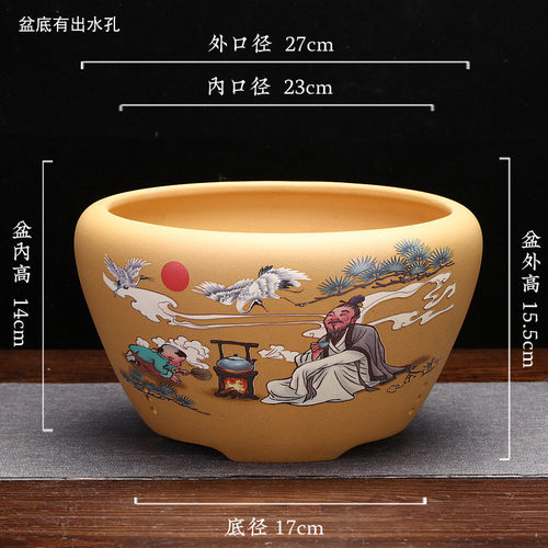 宜兴紫砂花盆水洗兰花盆刻绘点彩君子兰绿萝花卉春兰吊兰绿植批发