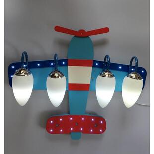 卡通木质飞机儿童吸顶灯时尚卧室书房灯幼儿园装饰装修灯具