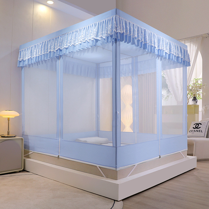 bx62蚊帐家用2022新款卧室防尘遮光床帘一体式1米8大床1.5m公主风