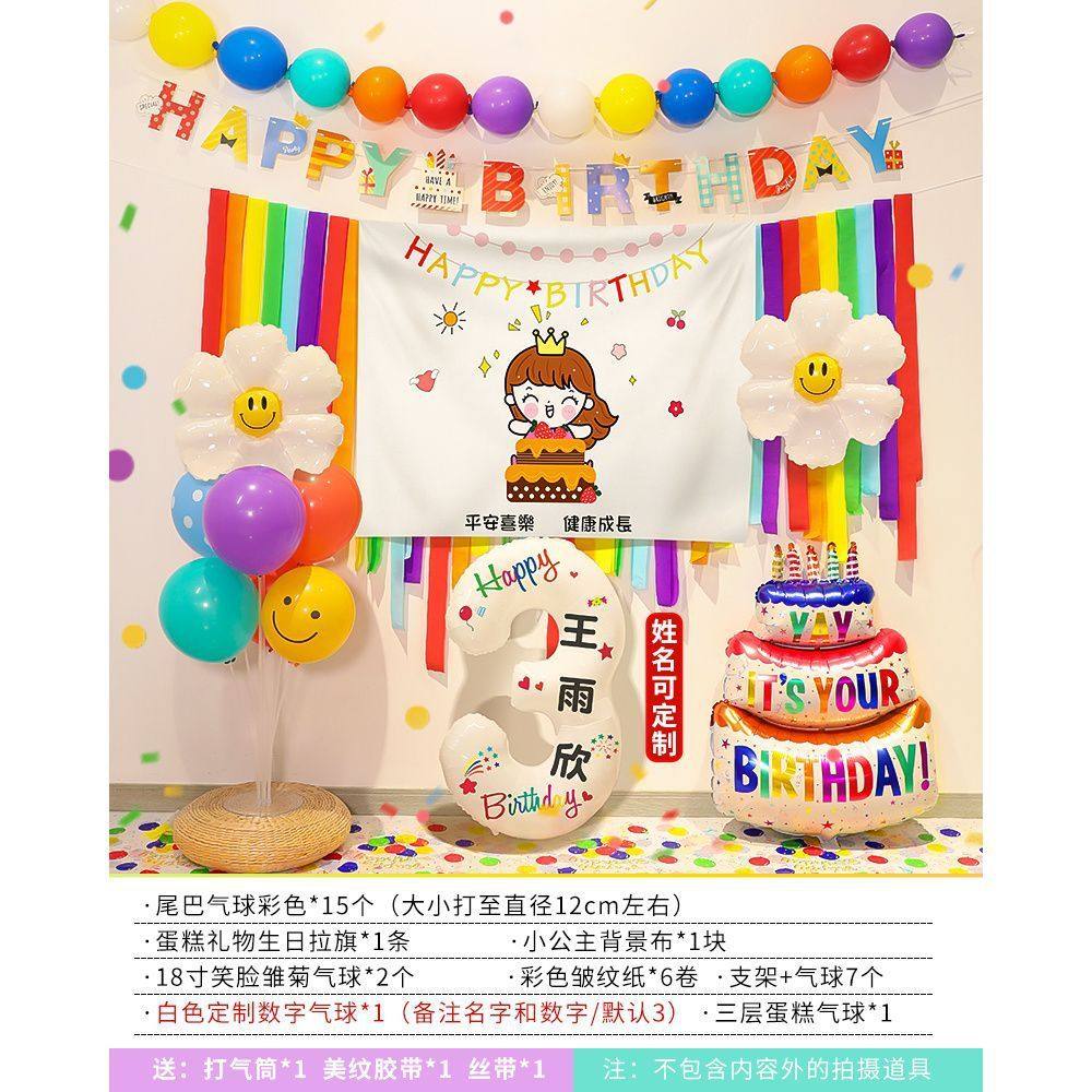 儿童周岁生日快乐气球派对装饰品女孩男宝宝卡通背景墙布场景布置,文具电教/文化用品/商务用品,旗帜/锦旗,淘宝优惠券,粉丝福利购,淘宝优惠卷
