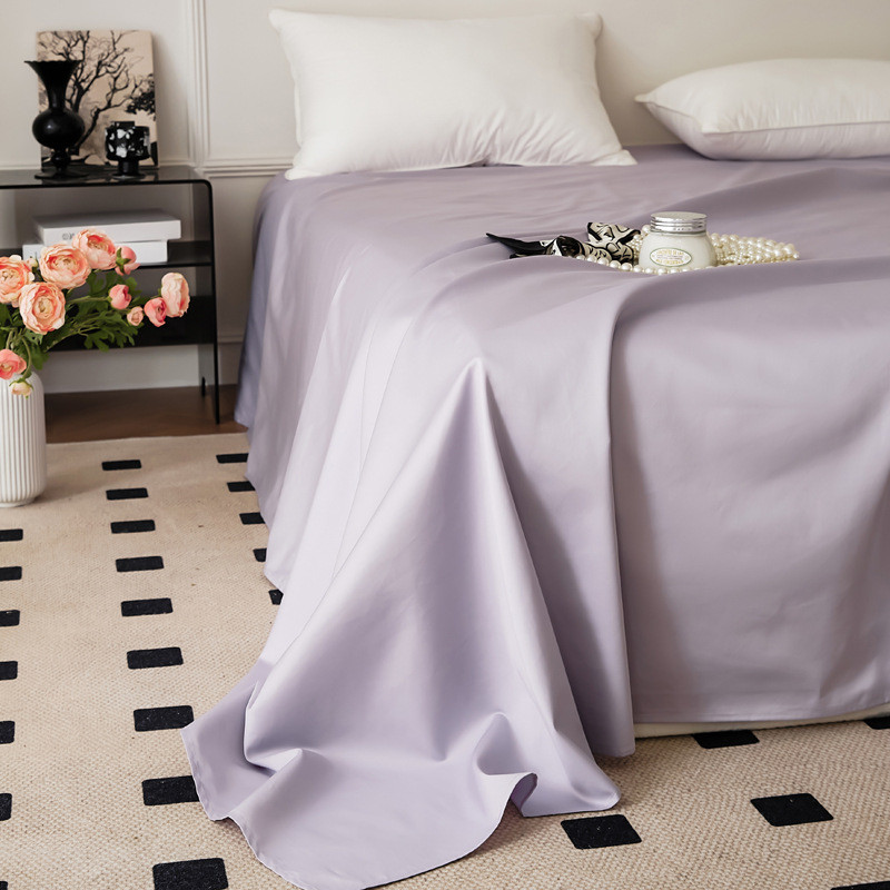全棉100支单人简约纯色贡缎被单双人长绒棉宿舍床单单件床上用品