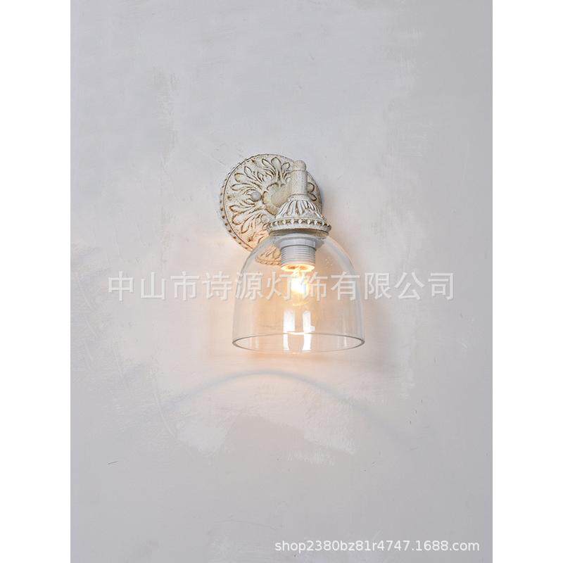 美式乡村复古雕刻镜前洗手间壁灯梳妆台做旧装饰奶油室内挂画