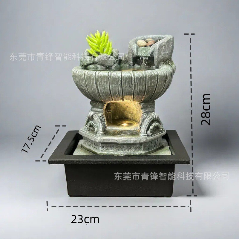 树脂流水摆件桌面喷泉装流水声工艺品欧式摆件流动的潺潺礼品