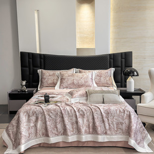 61n60支天丝夏被四件套床盖款 夏凉被夹棉床单可机洗空调被夏