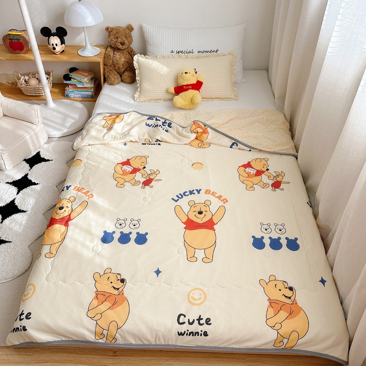 爆款迪士卡通凉感丝批发被宝宝毯午休空调薄被子草莓熊凉感被豆豆