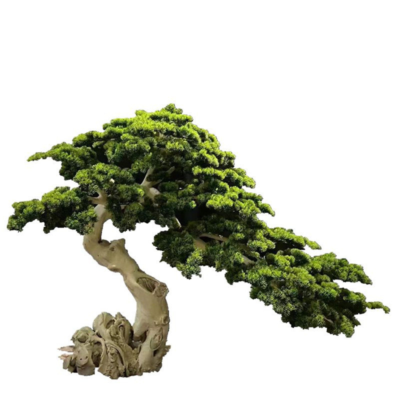 大型仿真松树装饰雪松马尾松中式会所展厅木雕软装迎客松摆件