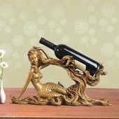 欧式 奢华美人鱼树脂工艺装 饰红酒架摆件婚庆场所厨房书房工艺品