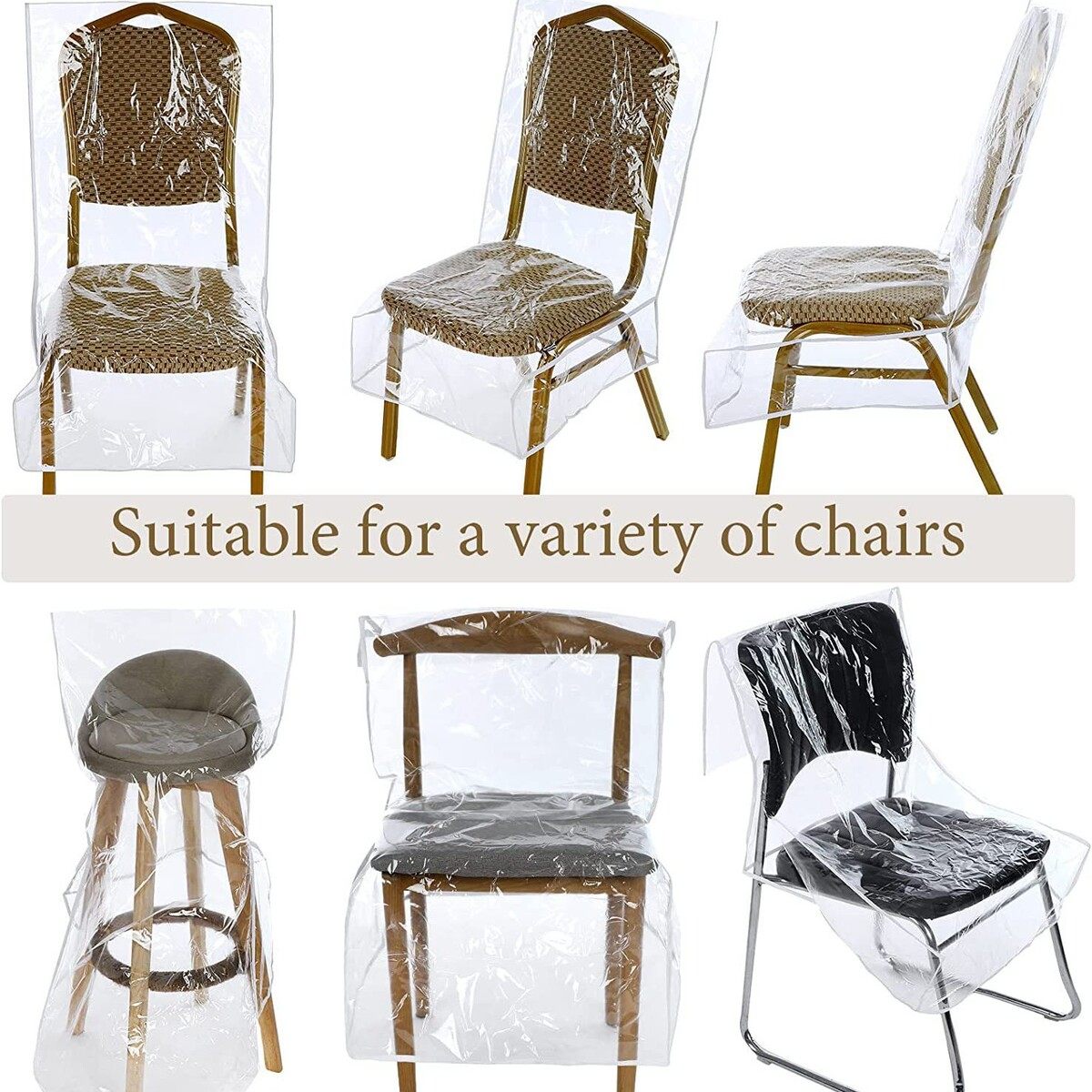 pvc餐椅防尘罩防水餐厅椅套带重型靠背透明椅套无灰尘酒店凳子套