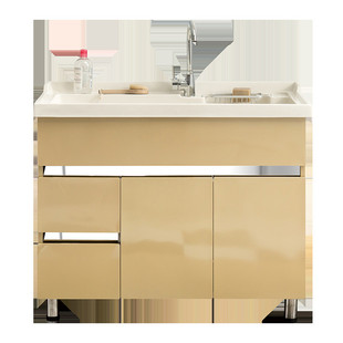 不锈钢洗衣柜浴室柜洗衣台盆家用洗衣池洗衣槽一体柜阳台柜带搓板