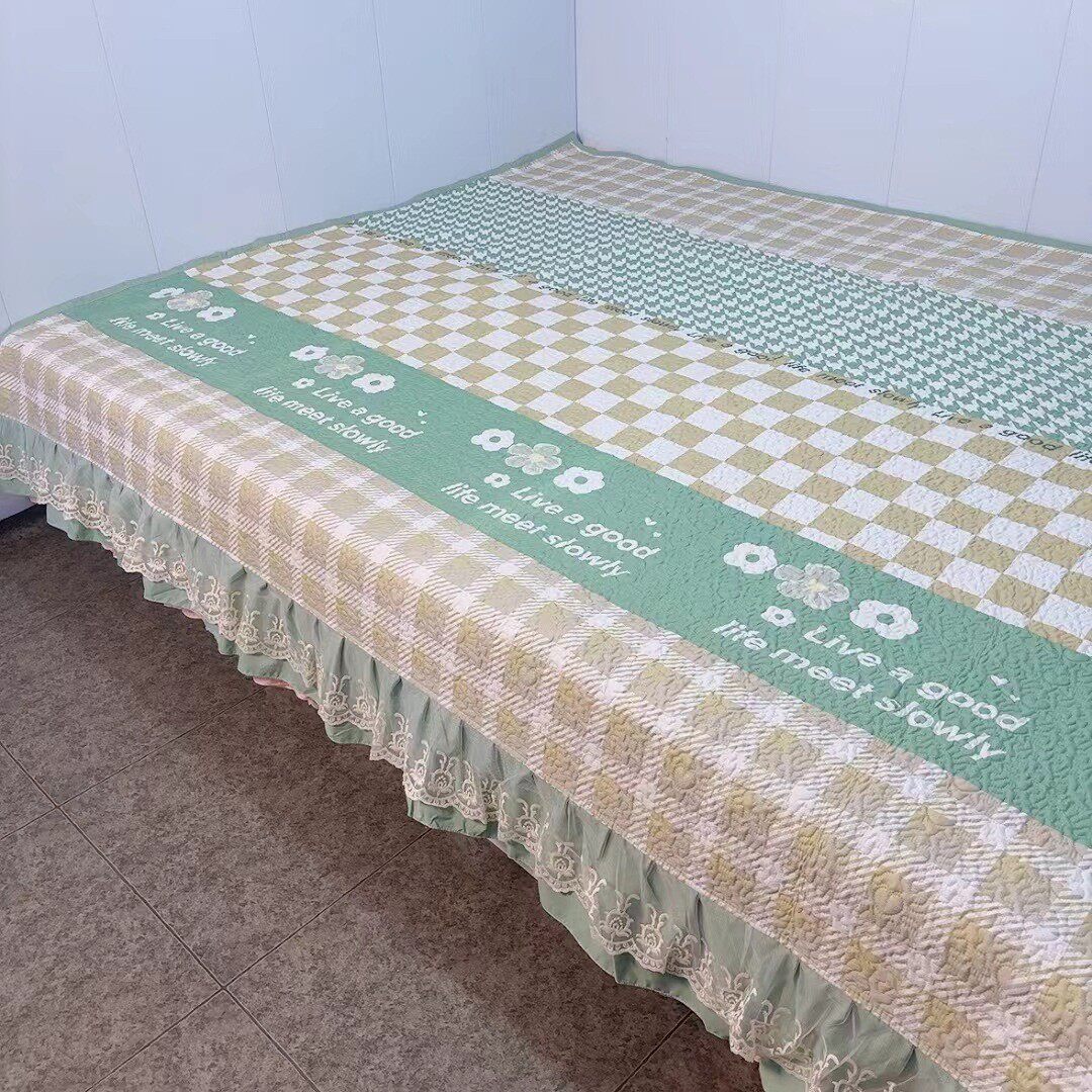 土炕床盖蕾丝四季通用榻榻米床盖花边裙农村大炕大炕炕垫抗铺垫