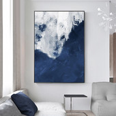 现代北欧克莱因蓝玄关装 饰画巨大幅客厅抽象挂画沙发背景画餐厅画