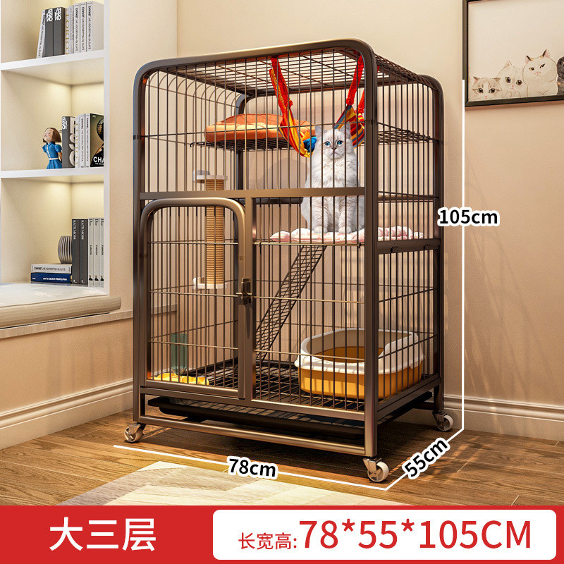 自由室内别墅猫笼家用大空间家用带厕所猫笼猫咪宠物猫舍加粗带轮