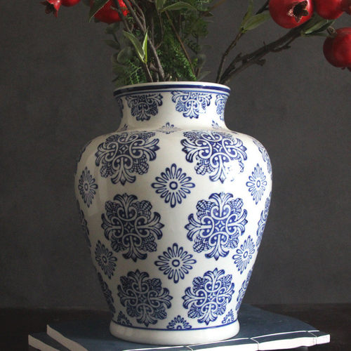 热销青花瓷花瓶仿古装饰摆件插花中式家居饰品客厅卧室电视柜工艺