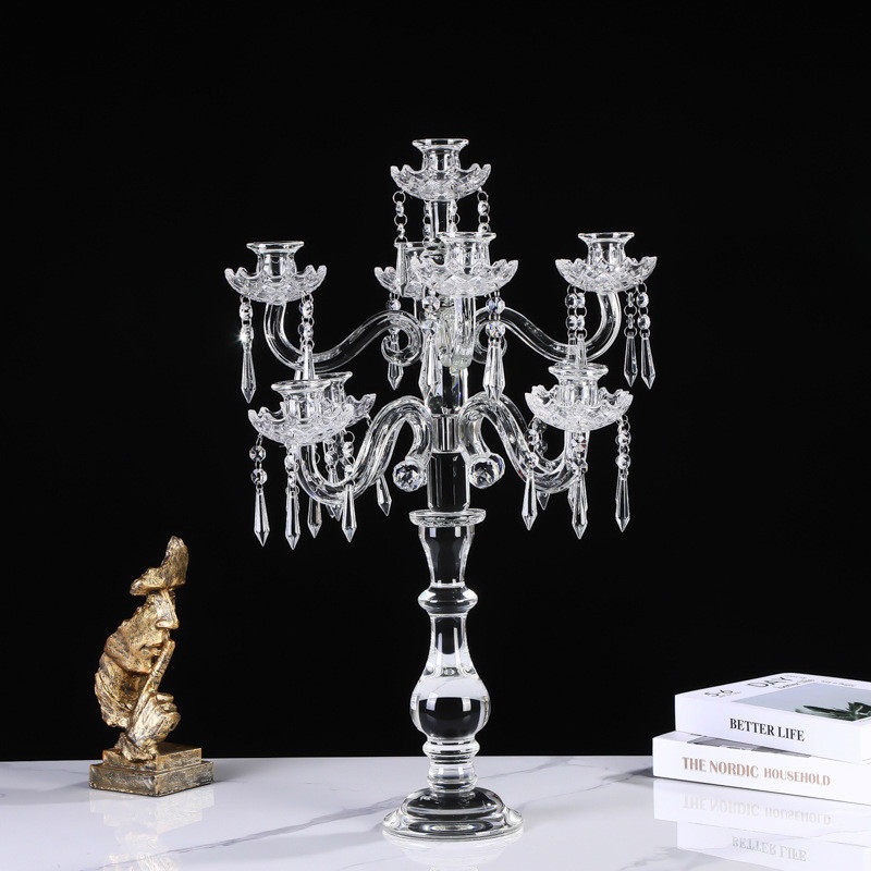 欧式水晶烛台摆件婚庆婚礼道具餐桌复古烛台样板房软装装饰品包邮