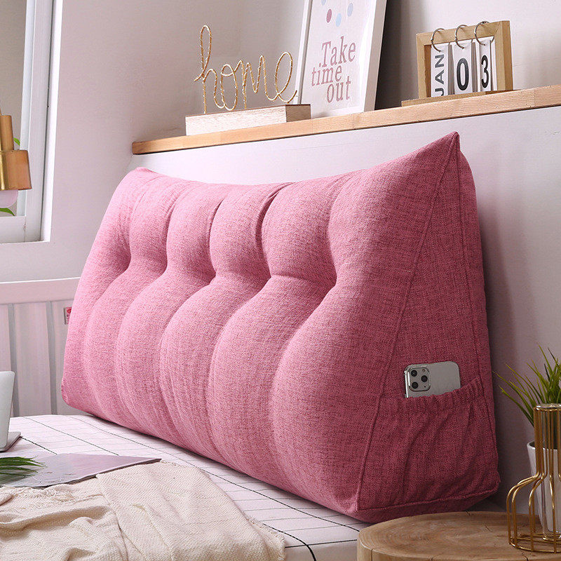 软包棉麻长三角靠垫双人床头靠垫榻榻米靠枕沙发靠背外贸家居用品