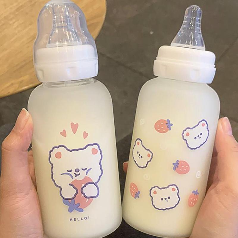 奶瓶新生婴儿1岁以上2儿童吸管玻璃杯奶嘴学生大人女朋友专属可爱