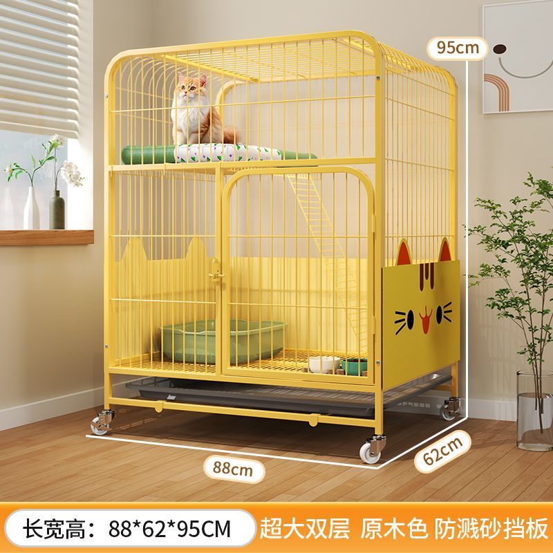 热销二层室内猫别墅猫笼子家用超大自由空间防外溅猫猫窝屋舍猫咪