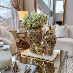 热销欧式 轻奢家居将军瓶储物罐陶瓷客厅玄关样板房酒店台面摆件花