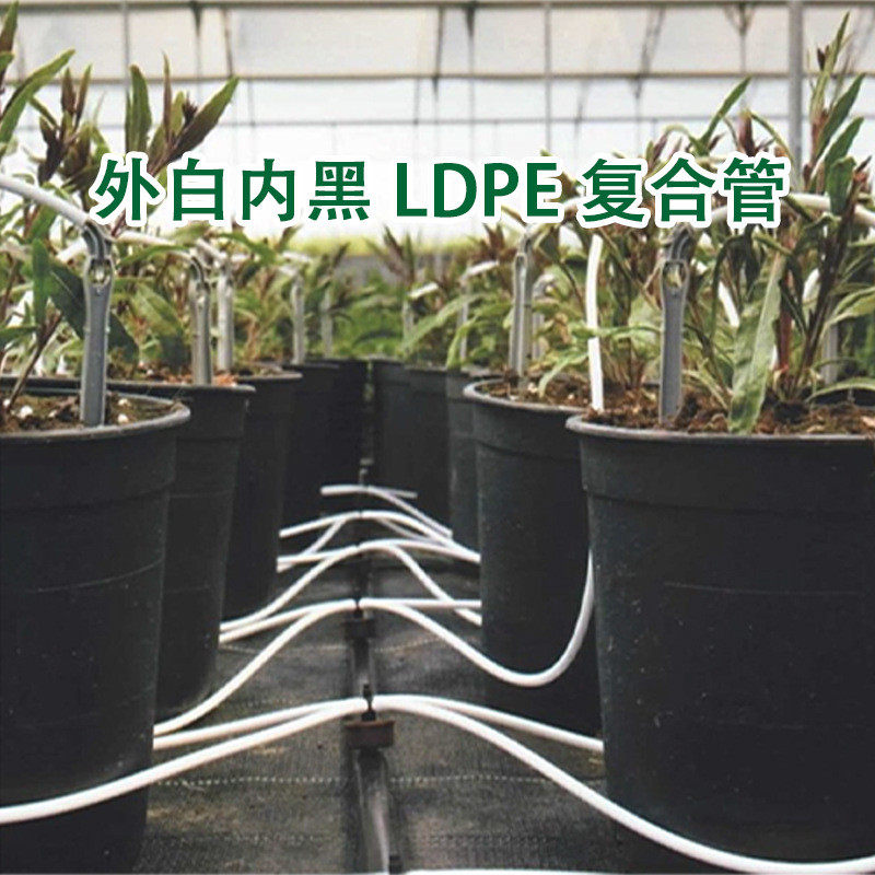 热销灌溉滴箭滴灌外黑白管蓝莓种植内黑用白pe管毛管外白内黑pe复