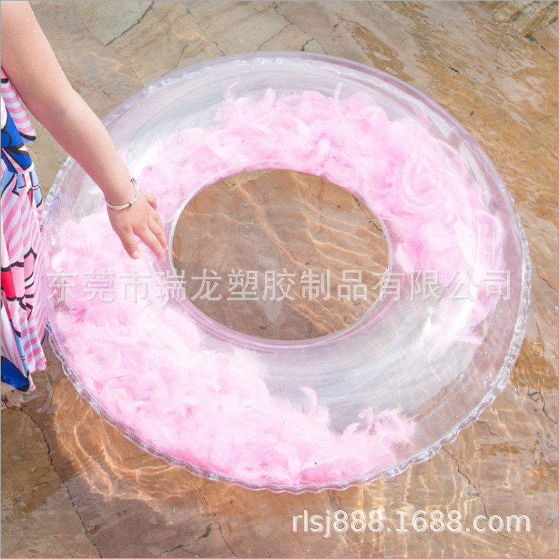 加厚网红羽毛游泳圈创意 水上充气游泳用品 新款成人pvc泳圈
